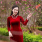 Red Velvet Plain Ao Dai Top Only, NO PANTS