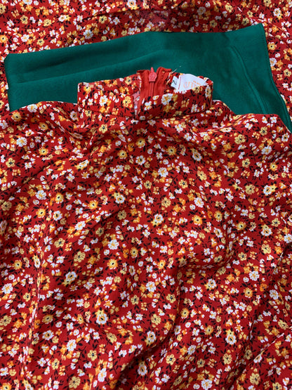 NEW PATTERN Mom and Daughter Red Matching Ao Dai Set with Headbands