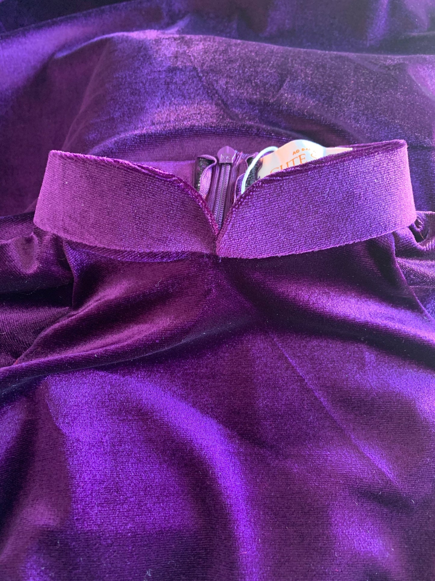 Purple Velvet Plain Ao Dai Top Only, NO PANTS