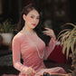 Blush Velvet Plain Ao Dai Top Only, NO PANTS