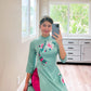 Cyan Embroidery Ao Dai Set