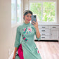 Cyan Embroidery Ao Dai Set