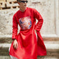 Men Red Printed Dragon Ao Dai Top