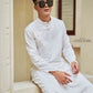 Men White Gam Silk Ao Dai Top