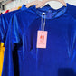 Ink Blue Plain Velvet Ao Dai Top Only, NO PANTS