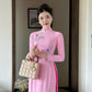 Pink Embroidery Ao Dai Set