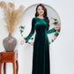 Green Velvet Plain Ao Dai Top Only, NO PANTS