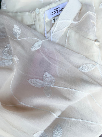 Shifted Chiffon Embroidery Ao Dai Top Only, NO PANTS (5 Colors)
