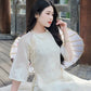 Shifted Chiffon Embroidery Ao Dai Top Only, NO PANTS (5 Colors)