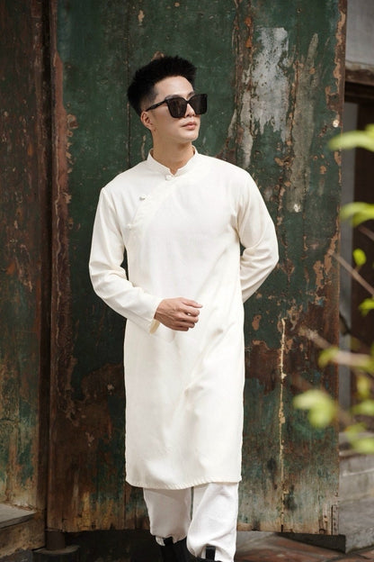 Men Linen Button Ao Dai Top (3 COLORS) 1314D12C AoDaibyCuteSass