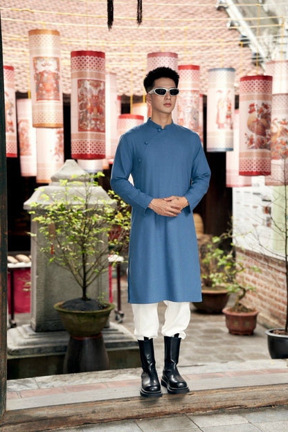 Men Linen Button Ao Dai Top (3 COLORS) 1314D12C AoDaibyCuteSass