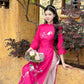 Hot Pink Sparkle Spring Ao Dai Set| Pre-made Traditional Vietnamese Ao Dai|Ao Dai with Pants|Lunar New Year|Ao Dai Cach Tan|20C