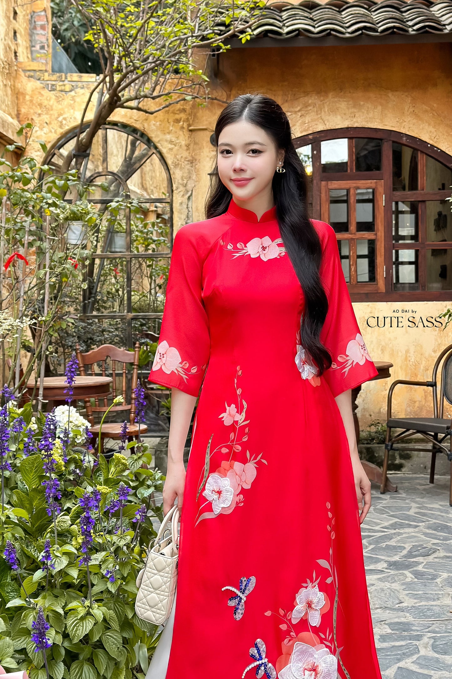 Red Sparkle Spring Ao Dai Set| Pre-made Traditional Vietnamese Ao Dai|Ao Dai with Pants|Lunar New Year|Ao Dai Cach Tan|