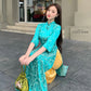 Turquoise Gam Ao Dai Set| Pre-made Vietnamese Ao Dai| Women Ao Dai | Lunar New Year| Ao Dai Truyen Thong|M8