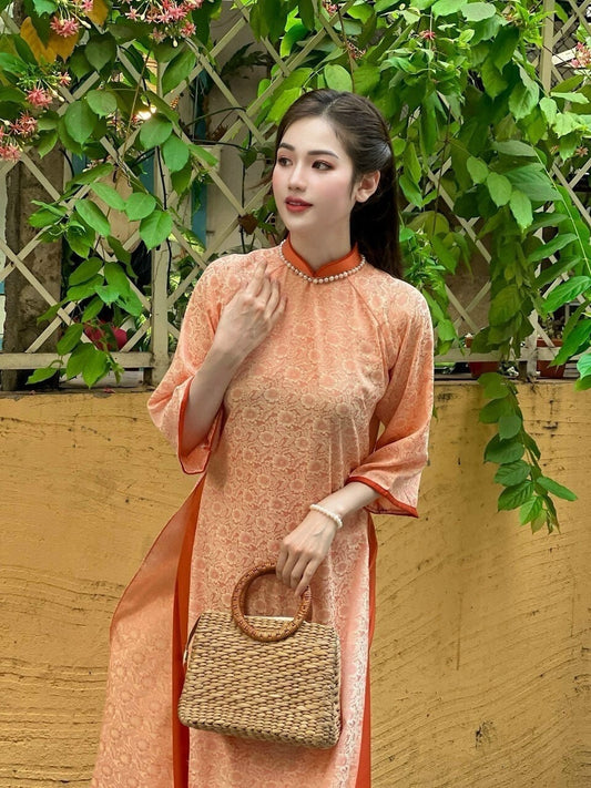 Orange Gam Ao Dai Set