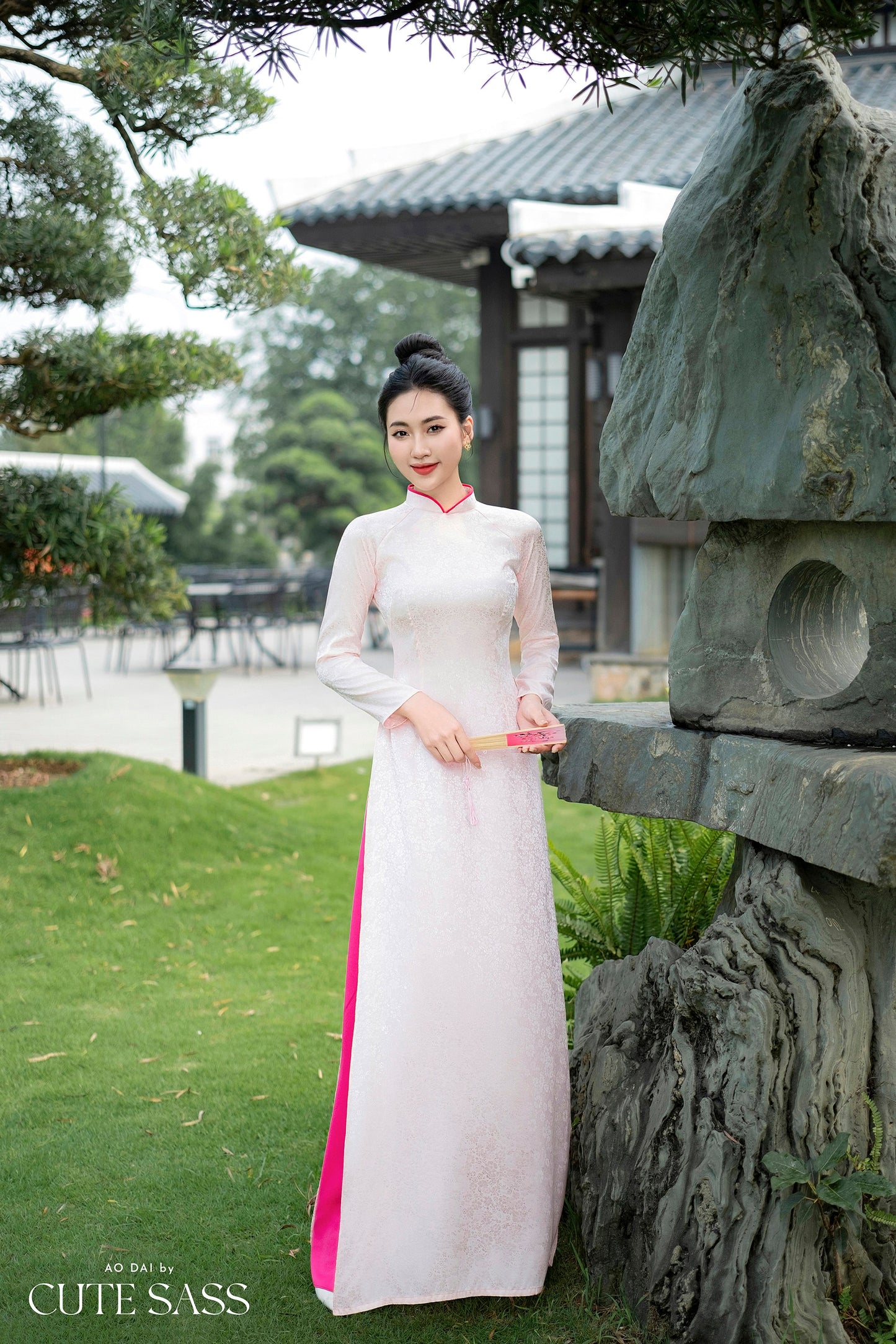 Blush Traditional Gấm Ao Dai Set