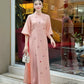 Shifted Embroidery Peach Ao Dai Set |Pre-made Vietnamese Ao Dai|Women Ao Dai with Pants |Lunar New Year| Ao Dai Truyen Thong|