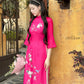 Hot Pink Sparkle Spring Ao Dai Set| Pre-made Traditional Vietnamese Ao Dai|Ao Dai with Pants|Lunar New Year|Ao Dai Cach Tan|20C