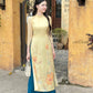 Yellow Sparkle Spring Ao Dai Set| Pre-made Traditional Vietnamese Ao Dai|Ao Dai with Pants|Lunar New Year|Ao Dai Cach Tan|8B