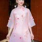 Pink 3D Blossoms Ao Dai Set