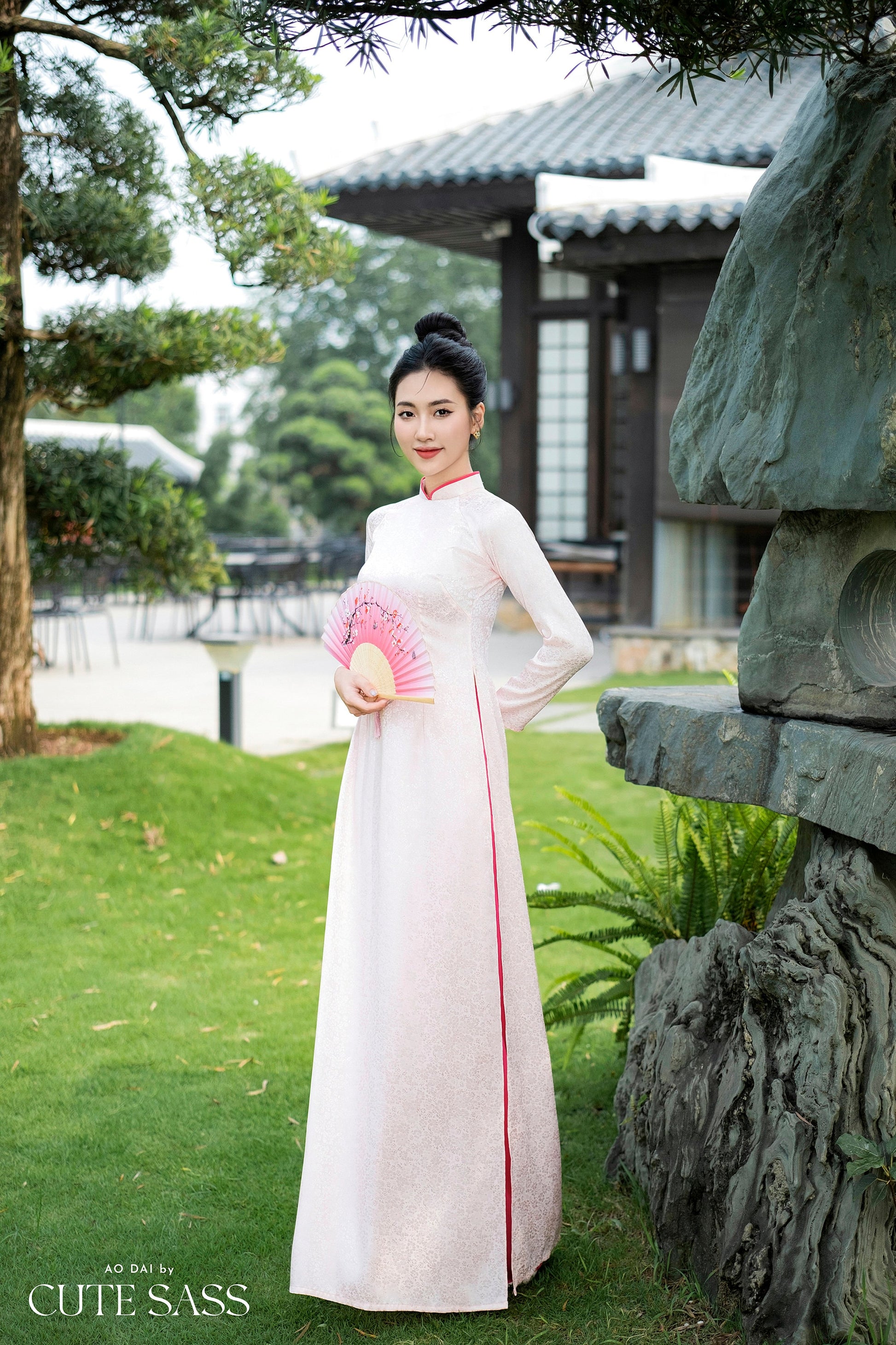 Blush Traditional Gấm Ao Dai Set