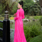 Hot Pink Traditional Gấm Ao Dai Set