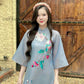 Blue Embroidery Blossoms Ao Dai Set |Pre-made Modernized Vietnamese Ao Dai| Ao Dai with Pants | Lunar New Year| Ao Dai Truyen Thong|11-12B