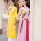 Shifted Pink/Purple Button Gam Ao Dai Set AoDaibyCuteSass