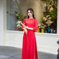 Shifted Gam Ao Dai Top Only, NO PANTS (Red, Orange)