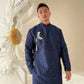 Men Dark Blue Embroidered Hac Ao Dai Gam Top| Pre-made Traditional Vietnamese Ao Dai| Lunar New Year | Ao Dai for Dad, Boy | Ao Dai Tet|35D