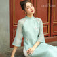 Shifted Blue Bow Ao Dai Set |Pre-made Modernized Vietnamese Ao Dai| Women Ao Dai with Pants | Lunar New Year| Ao Dai Cach Tan|40D