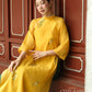 Shifted Yellow Holly Button Ao Dai Set |Pre-made Modernized Vietnamese Ao Dai|Women Ao Dai with Pants | Lunar New Year| Ao Dai Cach Tan|5-6E