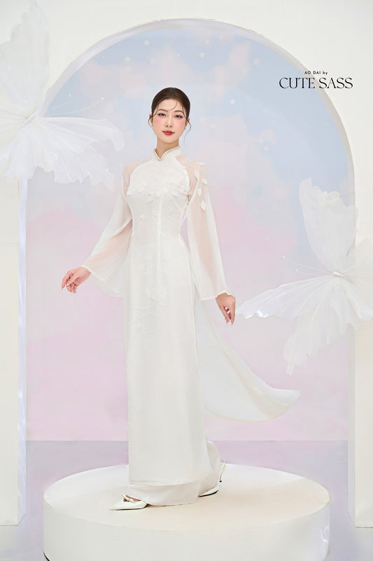 Tinh Kỳ - Crystal Lotus Ao Dai Set M3|Pre-made Traditional Vietnamese Ao Dai|Ao Dai with Pants|Graduaion | Bridal |Ao Dai Truyen Thong|