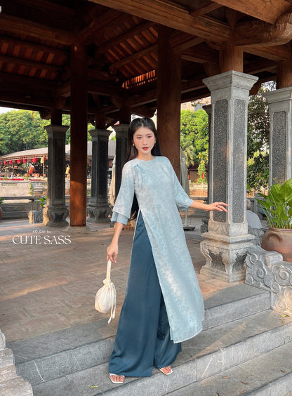 Shifted Daisy Chiffon Ao Dai Top Only, NO PANTS (3 Colors)