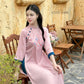 Shifted Button Silk Embroidered Ao Dai Set (3 Colors) |Pre-made Modernized Vietnamese Ao Dai| Ao Dai with Pants | Lunar New Year|19-20D,22C