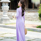 Purple Wisperia Silk Embroidery Ao Dai Set | Pre-made Traditional Vietnamese Ao Dai| Women Ao Dai with Pants| Ao Dai Truyen Thong|