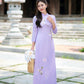 Purple Wisperia Silk Embroidery Ao Dai Set | Pre-made Traditional Vietnamese Ao Dai| Women Ao Dai with Pants| Ao Dai Truyen Thong|