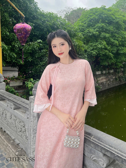 Shifted Daisy Chiffon Ao Dai Top Only, NO PANTS (3 Colors)