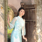 Cyan Sparkle Daisy Ao Dai Set |Pre-made Modernized Vietnamese Ao Dai| Ao Dai with Pants | Lunar New Year| Ao Dai Truyen Thong|29A