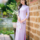 Purple Branches Silk Embroidery Ao Dai Set