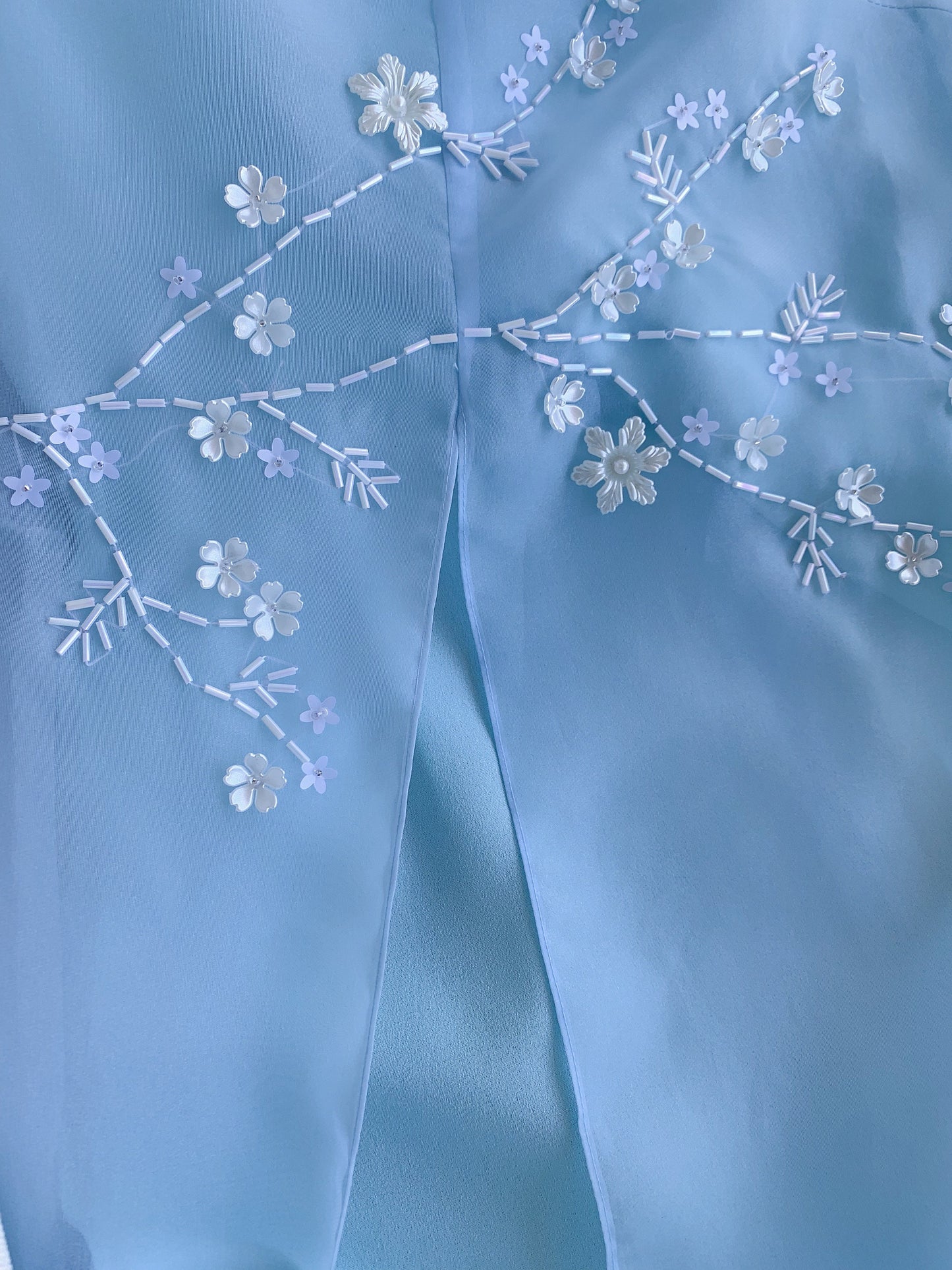 Mom and Daughter Blue Branches Slit Sparkles Ao Dai Set| Pre-made Traditional Vietnamese Ao Dai | Lunar New Year | Ao Dai for Girl, Mom|FL