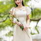 Cream Halter Butterfly Ao Dai Set |Pre-made Modernized Vietnamese Ao Dai| Ao Dai with Pants | Lunar New Year|9B