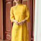 Shifted Yellow Holly Button Ao Dai Set |Pre-made Modernized Vietnamese Ao Dai|Women Ao Dai with Pants | Lunar New Year| Ao Dai Cach Tan|5-6E