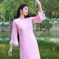 Pink Gam Feather Ao Dai Set |Pre-made Modernized Vietnamese Ao Dai with Pants | Lunar New Year |29B