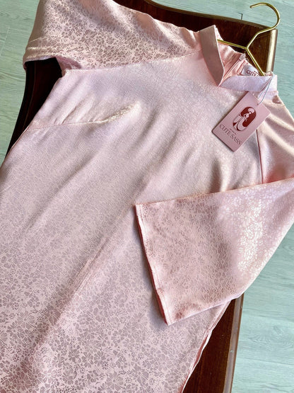 Light Pink Gam Ao Dai Top Only, NO PANTS | Pre-made Vietnamese Ao Dai| Women Ao Dai | Lunar New Year| Ao Dai Truyen Thong|10B