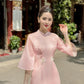 Light Pink Embroidery Butterfly Ao Dai Set |Pre-made Modernized Vietnamese Ao Dai | Women Ao Dai with Pants | Lunar New Year|8B