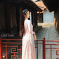 Light Pink Sakura Pearl Gấm Ao Dai Set w/ Hot Pink Gấm Pants