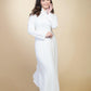 White Chiffon Plain High Collar Ao Dai Top, NO PANTS | Pre-made Traditional Vietnamese Ao Dai | Lunar New Year | Ao Dai Trang |25C