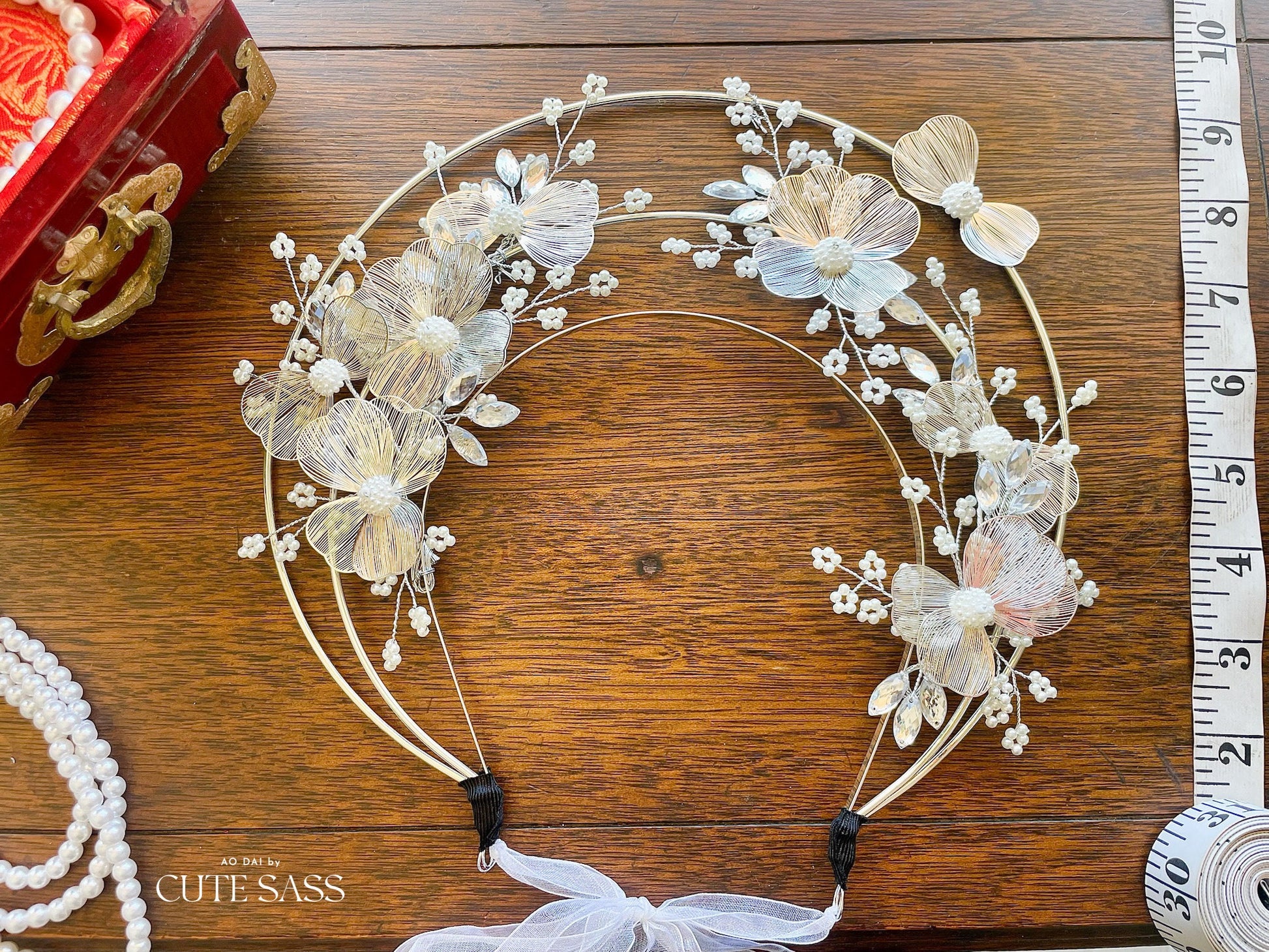 LUNA FLORA Metallica Blossom Head Piece #7 | Vietnamese Ao Dai Accessories | Wedding Ao Dai | Bridal Ao Dai| Tet Lunar New Year Headband