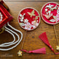 LUNA FLORA Red Velvet Garden Mini Fan Hac #2 #4| Ao Dai and Wedding Accessories | Gold Accessory Fan